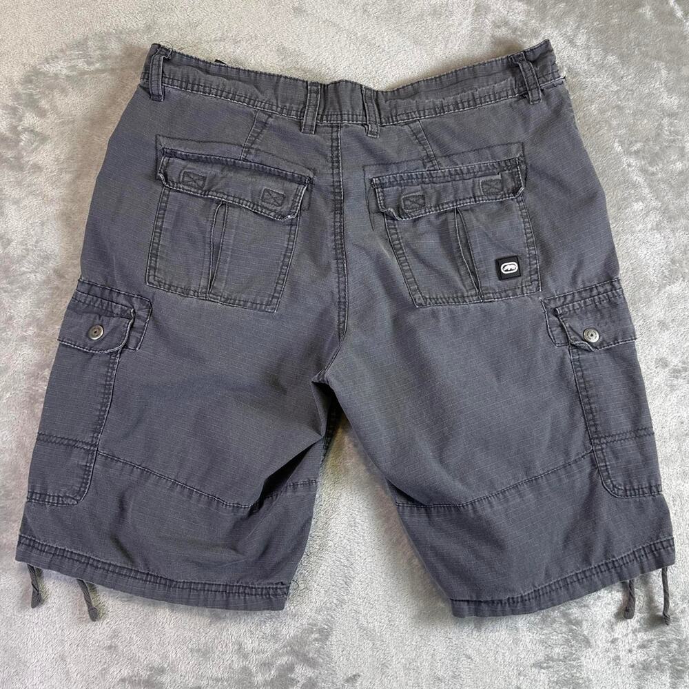 Y2K Ecko Unltd Cargo Mens 32 Gray Baggy Skater Utility Shorts